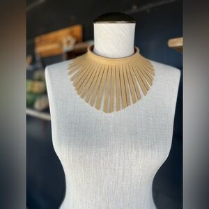 The Halo Neckpiece Tan Leather Necklace Fringe Western Festival Attire